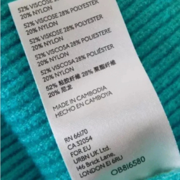 FREE PEOPLE Softly Structured Oversized Tunic Turtleneck Sweater Small Aqua - Picture 9 of 9